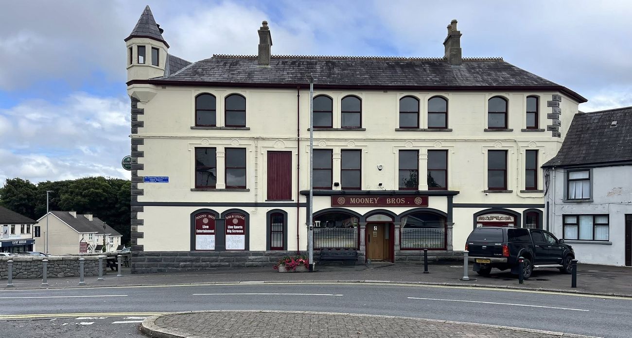 The Mooney Bros building in Castlewellan today, seen from across Upper Square.
