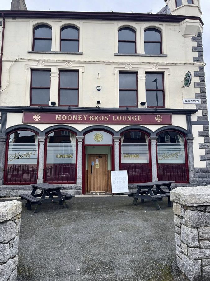 The frontage of Mooney Bros' Lounge in Castlewellan, the bar that still carries the Mooney Brothers name.